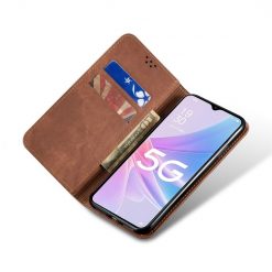 Peněženkové pouzdro Denim Texture hnědé – Oppo A78 5G | Levné Kryty | Levné Kryty | Levné Kryty