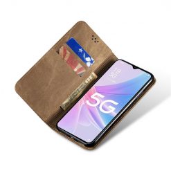 Peněženkové pouzdro Denim Texture světlohnědé – Oppo A78 5G | Levné Kryty | Levné Kryty | Levné Kryty