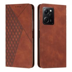 Peněženkové pouzdro Diamond Pattern case hnědé – Xiaomi Poco X5 Pro 5G | Levné Kryty | Levné Kryty | Levné Kryty