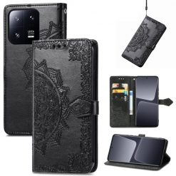 Peněženkové pouzdro Embossing Pattern Mandala Flower černé – Xiaomi 13 Pro | Levné Kryty | Levné Kryty | Levné Kryty