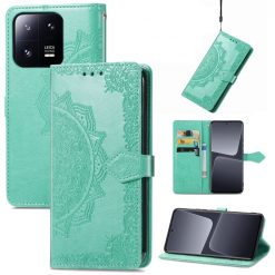 Peněženkové pouzdro Embossing Pattern Mandala Flower zelené – Xiaomi 13 Pro | Levné Kryty | Levné Kryty | Levné Kryty