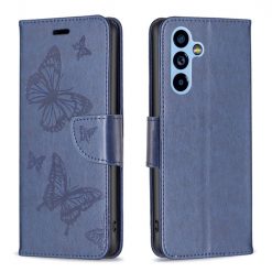 Peněženkové pouzdro Embossing Pattern Motyl modré – Samsung Galaxy A54 5G | Levné Kryty | Levné Kryty | Levné Kryty