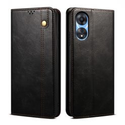 Peněženkové pouzdro Wax case černé – Oppo A78 5G | Levné Kryty | Levné Kryty | Levné Kryty