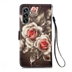 Knížkové pouzdro Trendy Cross case Růže na černém – Samsung Galaxy A54 5G | Levné Kryty | Levné Kryty | Levné Kryty