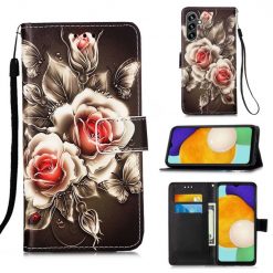 Knížkové pouzdro Trendy Cross case Růže na černém – Samsung Galaxy A54 5G | Levné Kryty | Levné Kryty | Levné Kryty