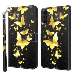 Knížkové pouzdro Cross case Zlatý motyl – Samsung Galaxy A14 4G/5G | Levné Kryty | Levné Kryty | Levné Kryty