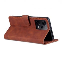 Peněženkové pouzdro AZNS Skin Feel hnědé – Xiaomi Redmi Note 12 Pro | Levné Kryty | Levné Kryty | Levné Kryty
