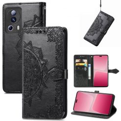 Peněženkové pouzdro Embossing Pattern Mandala Flower černé – Xiaomi 13 Lite | Levné Kryty | Levné Kryty | Levné Kryty