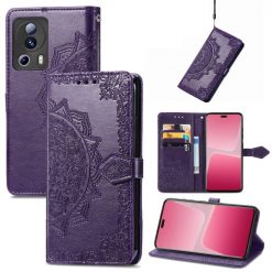 Peněženkové pouzdro Embossing Pattern Mandala Flower fialové – Xiaomi 13 Lite | Levné Kryty | Levné Kryty | Levné Kryty