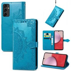Peněženkové pouzdro Embossing Pattern Mandala Flower modré – Samsung Galaxy A14 4G/5G | Levné Kryty | Levné Kryty | Levné Kryty