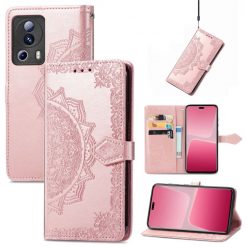 Peněženkové pouzdro Embossing Pattern Mandala Flower růžové – Xiaomi 13 Lite | Levné Kryty | Levné Kryty | Levné Kryty