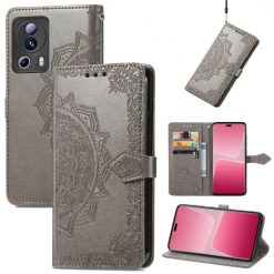 Peněženkové pouzdro Embossing Pattern Mandala Flower šedé – Xiaomi 13 Lite | Levné Kryty | Levné Kryty | Levné Kryty