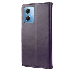 Peněženkové pouzdro Embossing Pattern Motyl a květ tmavěfialové – Xiaomi Redmi Note 12 5G | Levné Kryty | Levné Kryty | Levné Kryty