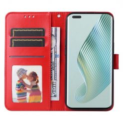 Peněženkové pouzdro Embossing Pattern Slunečnice červené – Honor Magic 5 Pro 5G | Levné Kryty | Levné Kryty | Levné Kryty