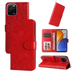 Peněženkové pouzdro Embossing Pattern Slunečnice červené – Huawei Nova Y61 | Levné Kryty | Levné Kryty | Levné Kryty