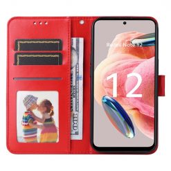 Peněženkové pouzdro Embossing Pattern Slunečnice červené – Xiaomi Redmi Note 12 (4G) | Levné Kryty | Levné Kryty | Levné Kryty