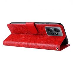 Peněženkové pouzdro Embossing Pattern Slunečnice červené – Xiaomi Redmi Note 12 (4G) | Levné Kryty | Levné Kryty | Levné Kryty