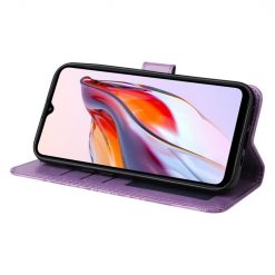 Peněženkové pouzdro Embossing Pattern Slunečnice fialové – Xiaomi Redmi 12C | Levné Kryty | Levné Kryty | Levné Kryty