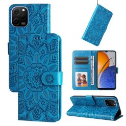 Peněženkové pouzdro Embossing Pattern Slunečnice modré – Huawei Nova Y61 | Levné Kryty | Levné Kryty | Levné Kryty
