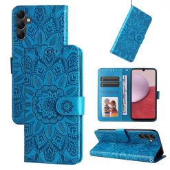 Peněženkové pouzdro Embossing Pattern Slunečnice modré – Samsung Galaxy A14 4G/5G | Levné Kryty | Levné Kryty | Levné Kryty