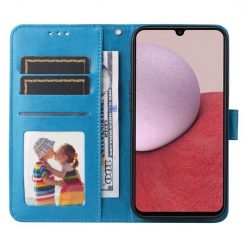 Peněženkové pouzdro Embossing Pattern Slunečnice modré – Samsung Galaxy A14 4G/5G | Levné Kryty | Levné Kryty | Levné Kryty