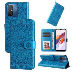 Peněženkové pouzdro Embossing Pattern Slunečnice modré – Xiaomi Redmi 12C | Levné Kryty | Levné Kryty | Levné Kryty