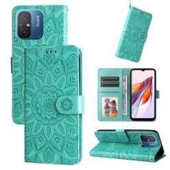 Peněženkové pouzdro Embossing Pattern Slunečnice zelené – Xiaomi Redmi 12C | Levné Kryty | Levné Kryty | Levné Kryty