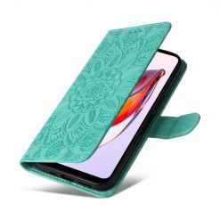 Peněženkové pouzdro Embossing Pattern Slunečnice zelené – Xiaomi Redmi 12C | Levné Kryty | Levné Kryty | Levné Kryty