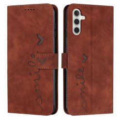 Peněženkové pouzdro Retro Smile hnědé – Samsung Galaxy A14 4G/5G | Levné Kryty | Levné Kryty | Levné Kryty