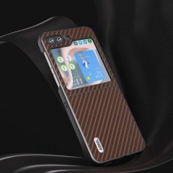 Kryt Abeel Carbon Fiber tmavěhnědý – Samsung Galaxy Z Flip 5 | Levné Kryty | Levné Kryty | Levné Kryty