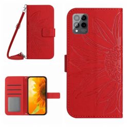 Peněženkové pouzdro Embossing Pattern Květ červené – T Phone Pro / T Phone Pro (2023) | Levné Kryty | Levné Kryty | Levné Kryty
