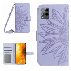 Peněženkové pouzdro Embossing Pattern Květ fialové – T Phone Pro / T Phone Pro (2023) | Levné Kryty | Levné Kryty | Levné Kryty