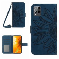 Peněženkové pouzdro Embossing Pattern Květ tmavěmodré – T Phone Pro / T Phone Pro (2023) | Levné Kryty | Levné Kryty | Levné Kryty