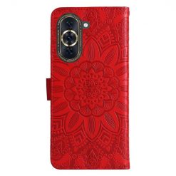Alternative view of Peněženkové pouzdro Embossing Pattern Slunečnice červené – Huawei Nova 10