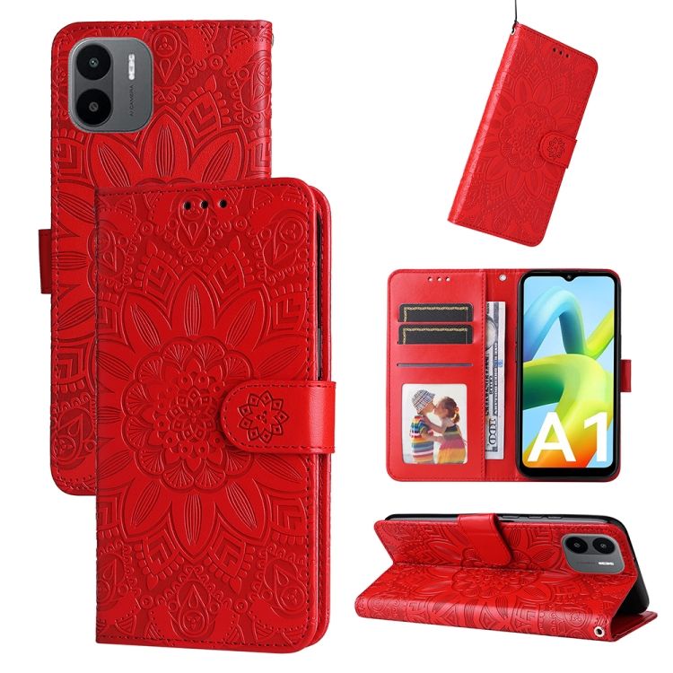 Peněženkové Pouzdro Embossing Pattern Slnečnica červené Xiaomi Redmi A1 A2 Levné Kryty 8281