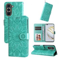 Peněženkové pouzdro Embossing Pattern Slunečnice zelené – Huawei Nova 10 | Levné Kryty | Levné Kryty | Levné Kryty