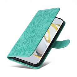 Peněženkové pouzdro Embossing Pattern Slunečnice zelené – Huawei Nova 10 | Levné Kryty | Levné Kryty | Levné Kryty