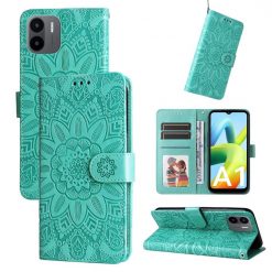 Peněženkové pouzdro Embossing Pattern Slunečnice zelené – Xiaomi Redmi A1 / A2 | Levné Kryty | Levné Kryty | Levné Kryty