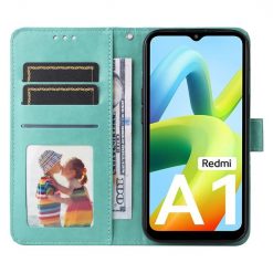 Peněženkové pouzdro Embossing Pattern Slunečnice zelené – Xiaomi Redmi A1 / A2 | Levné Kryty | Levné Kryty | Levné Kryty