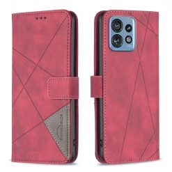 Knížkové pouzdro Rhombus červené – Motorola Edge 40 Pro | Levné Kryty | Levné Kryty | Levné Kryty