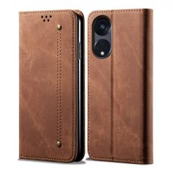 Peněženkové pouzdro Denim Texture hnědé – Oppo A98 5G | Levné Kryty | Levné Kryty | Levné Kryty