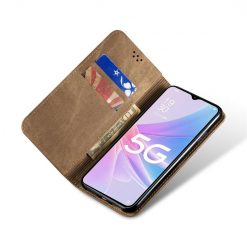 Peněženkové pouzdro Denim Texture světlohnědé – Oppo A98 5G | Levné Kryty | Levné Kryty | Levné Kryty