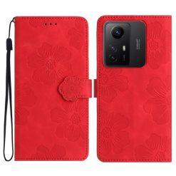 Peněženkové pouzdro Embossing Pattern Květy červené – Xiaomi Redmi Note 12S | Levné Kryty | Levné Kryty | Levné Kryty