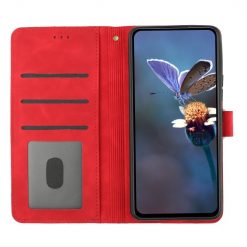 Peněženkové pouzdro Embossing Pattern Květy červené – Xiaomi Redmi Note 12S | Levné Kryty | Levné Kryty | Levné Kryty