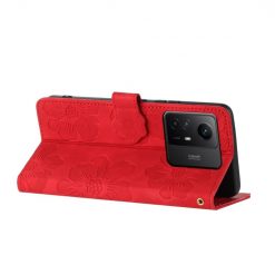 Peněženkové pouzdro Embossing Pattern Květy červené – Xiaomi Redmi Note 12S | Levné Kryty | Levné Kryty | Levné Kryty