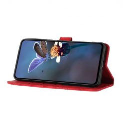 Peněženkové pouzdro Embossing Pattern Květy červené – Xiaomi Redmi Note 12S | Levné Kryty | Levné Kryty | Levné Kryty