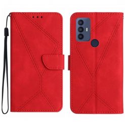 Peněženkové pouzdro Embossing Pattern Stitchy case červené – TCL 305 / 306 / 30 SE / 30E | Levné Kryty | Levné Kryty | Levné Kryty