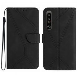 Peněženkové pouzdro Embossing Pattern Stitchy case černé – Sony Xperia 1 V | Levné Kryty | Levné Kryty | Levné Kryty