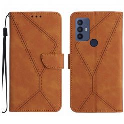 Peněženkové pouzdro Embossing Pattern Stitchy case hnědé – TCL 305 / 306 / 30 SE / 30E | Levné Kryty | Levné Kryty | Levné Kryty