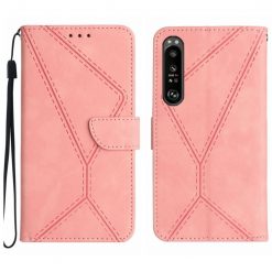 Peněženkové pouzdro Embossing Pattern Stitchy case růžové – Sony Xperia 1 V | Levné Kryty | Levné Kryty | Levné Kryty